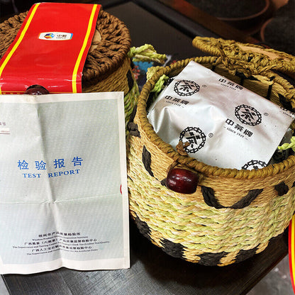 250g 2019 Zhong Cha 6166 Liu Pao Tea LiuBao Aged Wuzhou Dark Tea Black In Basket