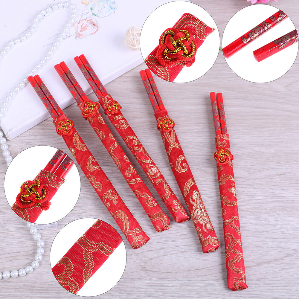 Red chopsticks Chinese wood bag holder dinnerware flatware kitchen food st-ca