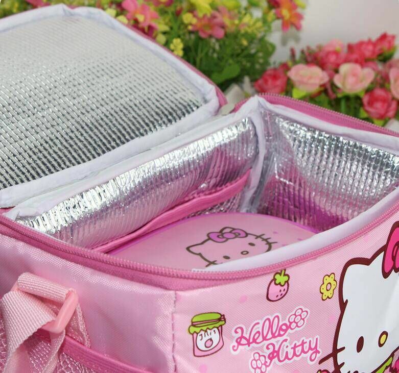 Cute Strawberry Hello Kitty Lunch Bag Insulated Cooler Picnic Crossbody Bags