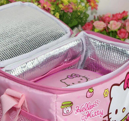 Cute Strawberry Hello Kitty Lunch Bag Insulated Cooler Picnic Crossbody Bags