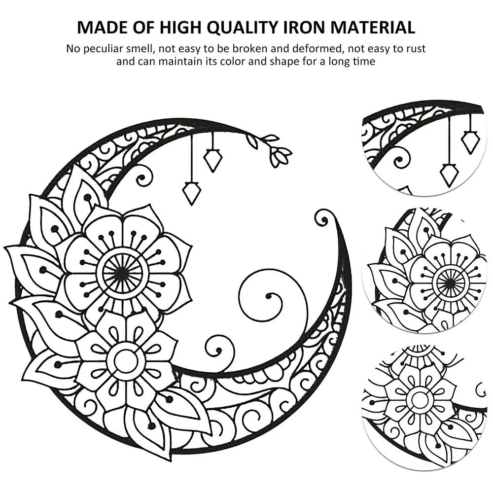 Mandala Flower Moon Wall Sign Decor 11.81inch Metal Wall Hanging Sign Unique