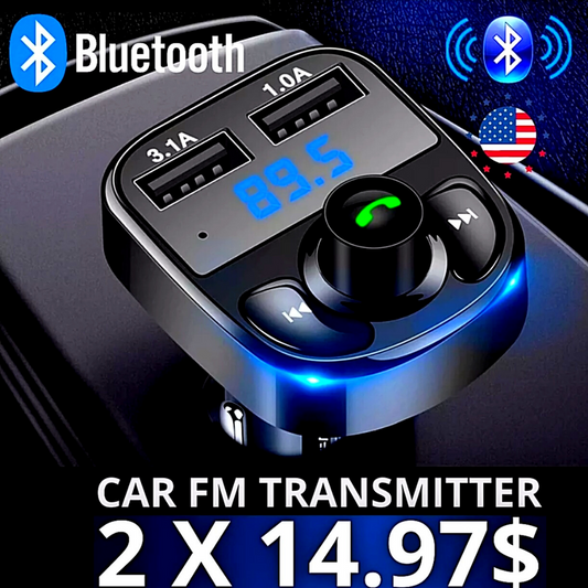 2 x Wireless Bluetooth Car AUX Stereo Audio Receiver A2DP FM Adapter Transmitter