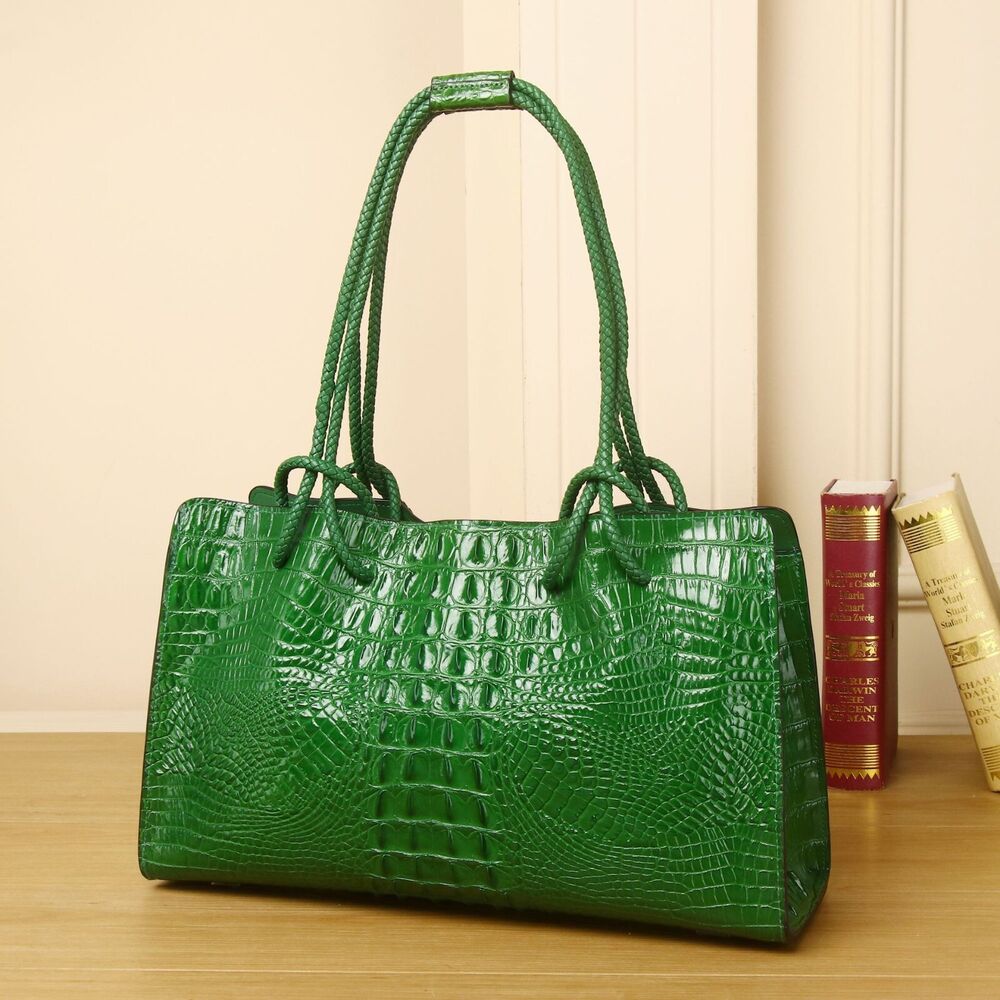 Top Cow Leather Women's luxury Handbag, Crocodile Print Shoulder Underarm Bag