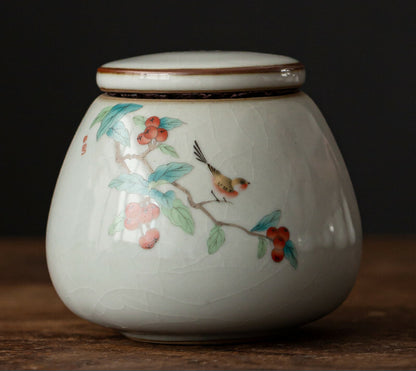 7.7cm Traditional Ceramics Tea Caddy Portable Tea Jar Sealed Travel Storage Box