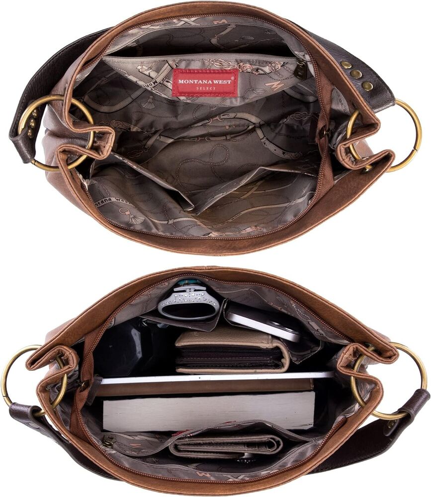 Montana West Hobo Bag For Women Vegan Leather Top Handle Bag Zipper