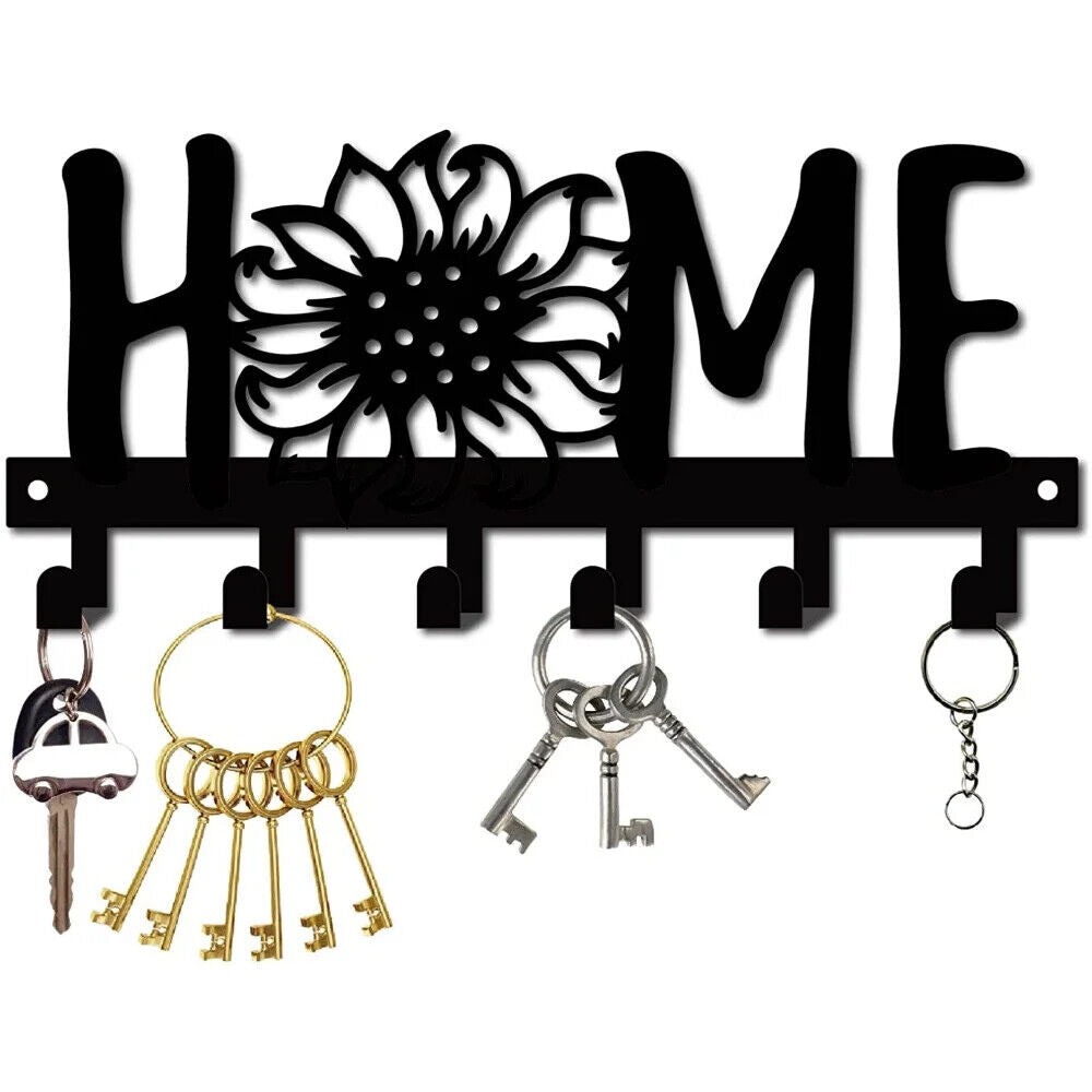 1pc Sunflower and Letter Design Metal Key Holder for Wall - Multi-Purpose Porch