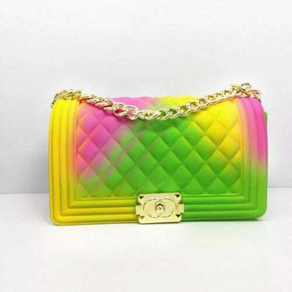 Yellow Green Pink Jelly Bag Multicolored fashion purse Crossbody Chain Bastex