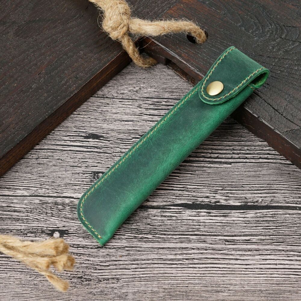 Handmade Cowhide Leather Vintage Pen Case Bag Students Stationery Storage Bag