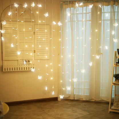 LED String Lights Love Heart Shaped Butterfly Happy Valentine's Day Decor 2x1.5M