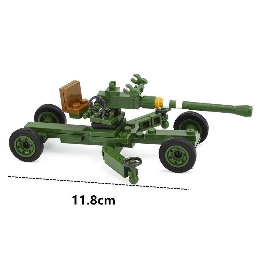 Military Weapon Gun WW2 Gun Cannon German Soviet Soldier Building Blocks Toy DIY