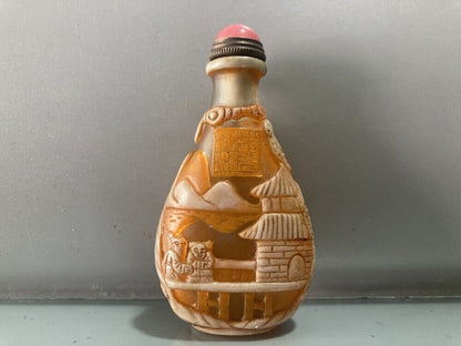 collections peking chinese glass snuff bottle carved statue antique carving men