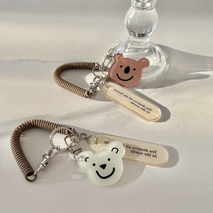 Girl's Little Bear Key Chain Anti-Loss Spring Rope Pendant Bag Accessories