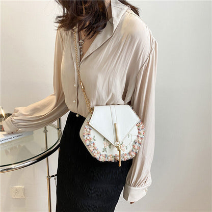 Tassel Women's Bag PU Leather Shoulder Bag Pearl Lace Crossbody Bags Handbags