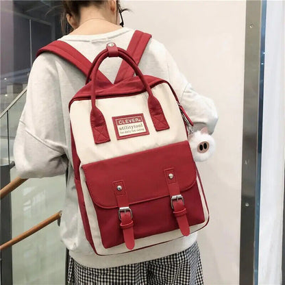 Women Backpack School Bags Teenagers Girls Patchwork Backpack Rucksack