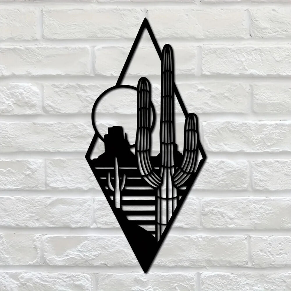 1pc Metal Cactus Art Wall Decor, Metal Wall Decor, Sunset Wall Sign, Wall Art