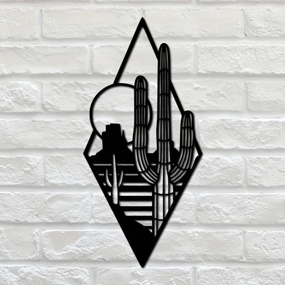 1pc Metal Cactus Art Wall Decor, Metal Wall Decor, Sunset Wall Sign, Wall Art