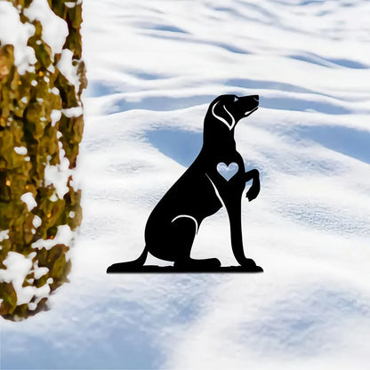 Optimistic Hound Garden Stake Iron Art Silhouette Metal Yard Sign Courtyard Art