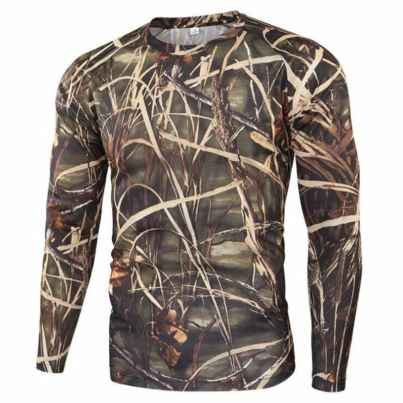 Tactical Camouflage T-Shirt Breathable Long Sleeve Outdoor Sport Hunting Camping
