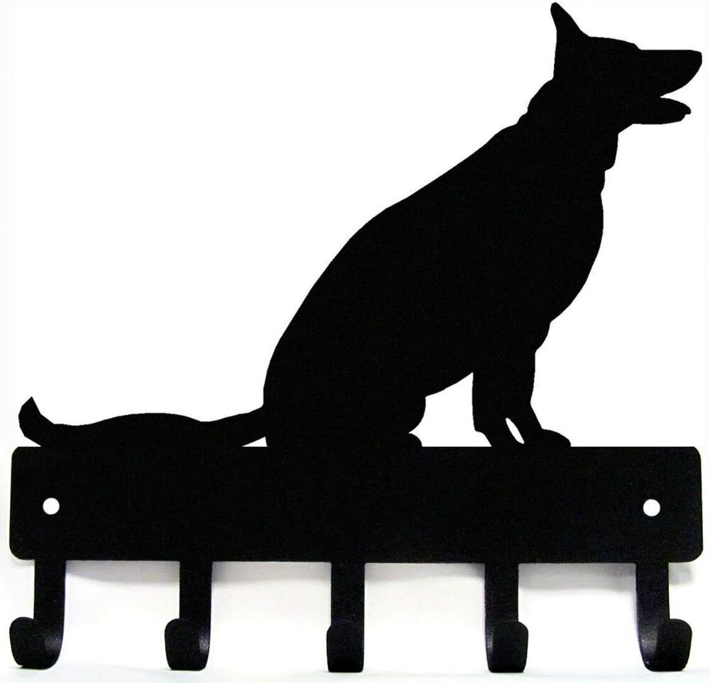 German Shepherd Sitting - Key Rack Dog Leash Hanger-6 inch/9 inch Metal Wall Art
