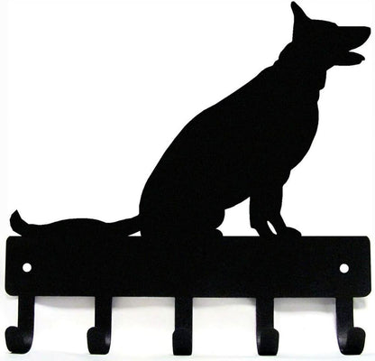 German Shepherd Sitting - Key Rack Dog Leash Hanger-6 inch/9 inch Metal Wall Art