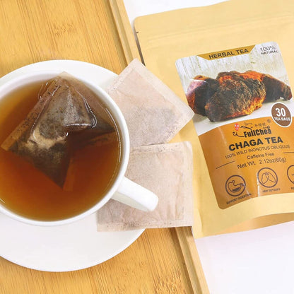 2023 FullChea Chaga Tea Bags, 2g * 30 Teabags - Premium Chaga Herbal Tea