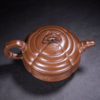 Vintage China Yixing Purple Clay Teapot Zisha Ceremony Exquisite Bamboo Tea Set