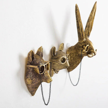 Stylish Aluminum Statue Unique Bronzed Deer Wall Mount Smoking Pipe with Glasses