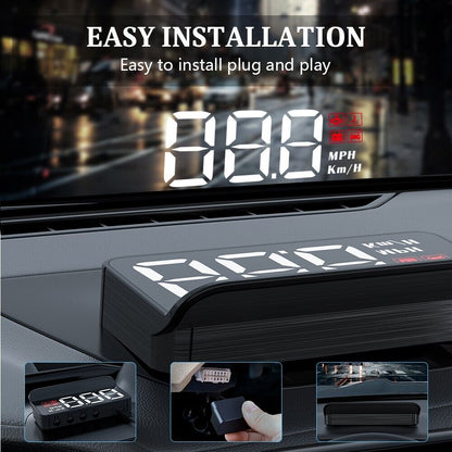 Car Glass HUD Digital Speedometer Projector Head Up Display OBD2 Overspeed Alarm