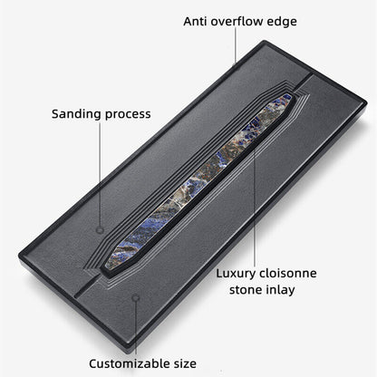 Luxury Cloisonne Black Stone Tea Plate Whole Natural Stone Tea Table Tea Tray
