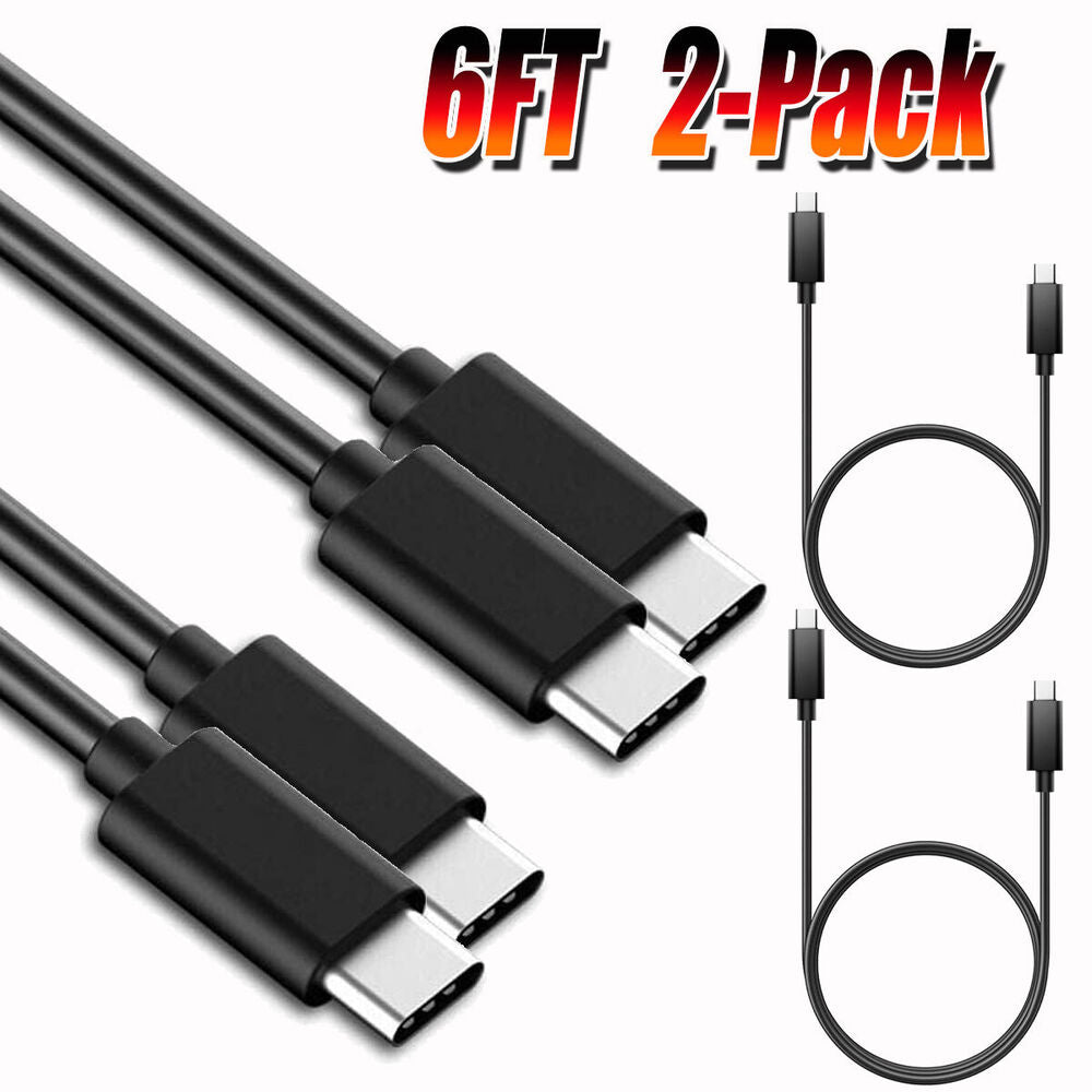2-Pack USB-C to USB-C Cable Fast Charger Cord For Samsung Galaxy A20 A70 S20 S21