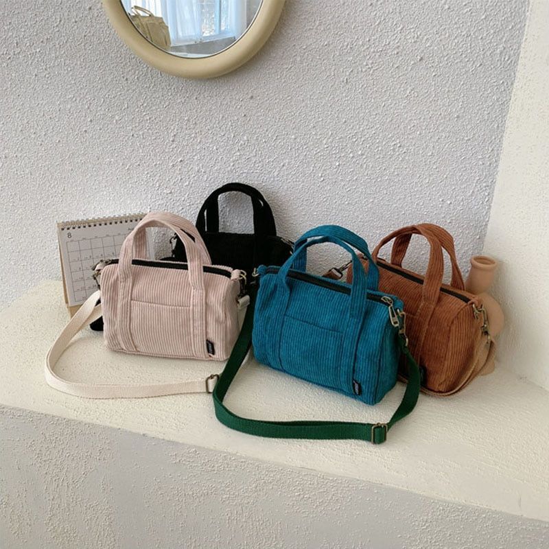 Shoulder Bag Canvas Handbag Zipper Totes Casual Purse Cloth Pouch 19*8*14 CM 1PC