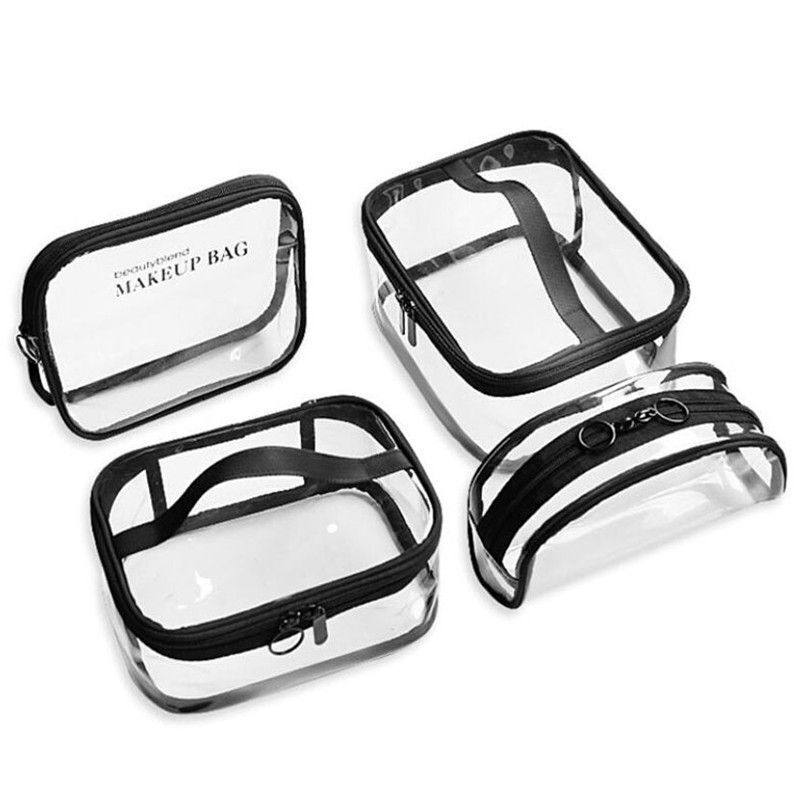 1pc Traveling PVC Cosmetic Bags Transparent Clear Makeup Bags Tote Handbags Case