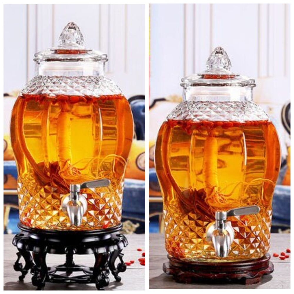 Wine Bottle 2.5L Empty Thick Glass Enzyme Barrel Jar With Tap Cocktail Bar Tools