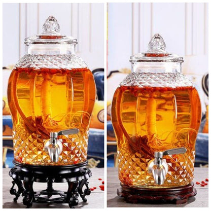 Wine Bottle 2.5L Empty Thick Glass Enzyme Barrel Jar With Tap Cocktail Bar Tools