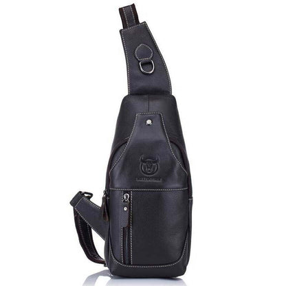 Men Genuine Leather Chest Back Pack Shoulder Crossbody Messenger Sling Sport Bag
