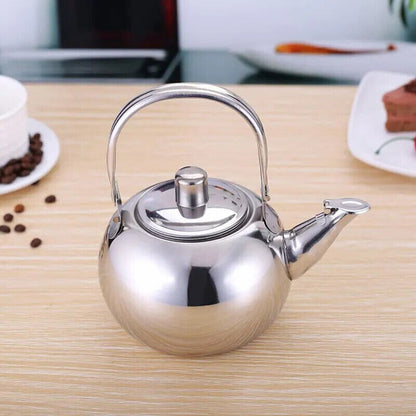 Whistling Tea Kettle W/Strainer Stainless Steel Portable Gas Stove Teapot 1.5-2L