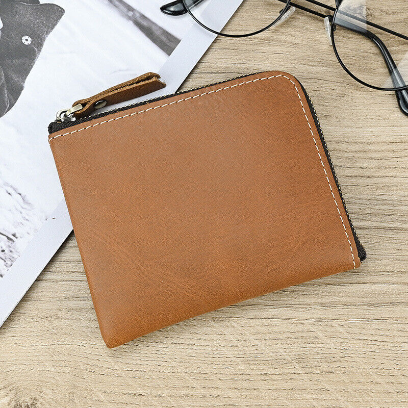 Handmade Men's Real Leather Zipper Wallet Purse Coin Purse Clutch Bag
