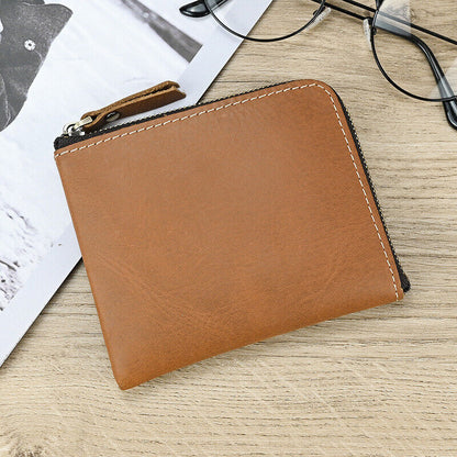 Handmade Men's Real Leather Zipper Wallet Purse Coin Purse Clutch Bag