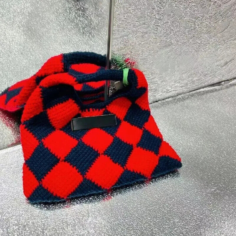 Autumn Winter Women'S Woolen Chess Handbag Cute Women'S Underarms Bags