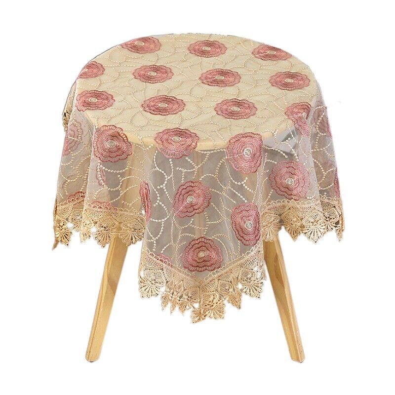 Lace Floral Embroidered Tablecloth European Style Tea Table Dust-Proof Covers