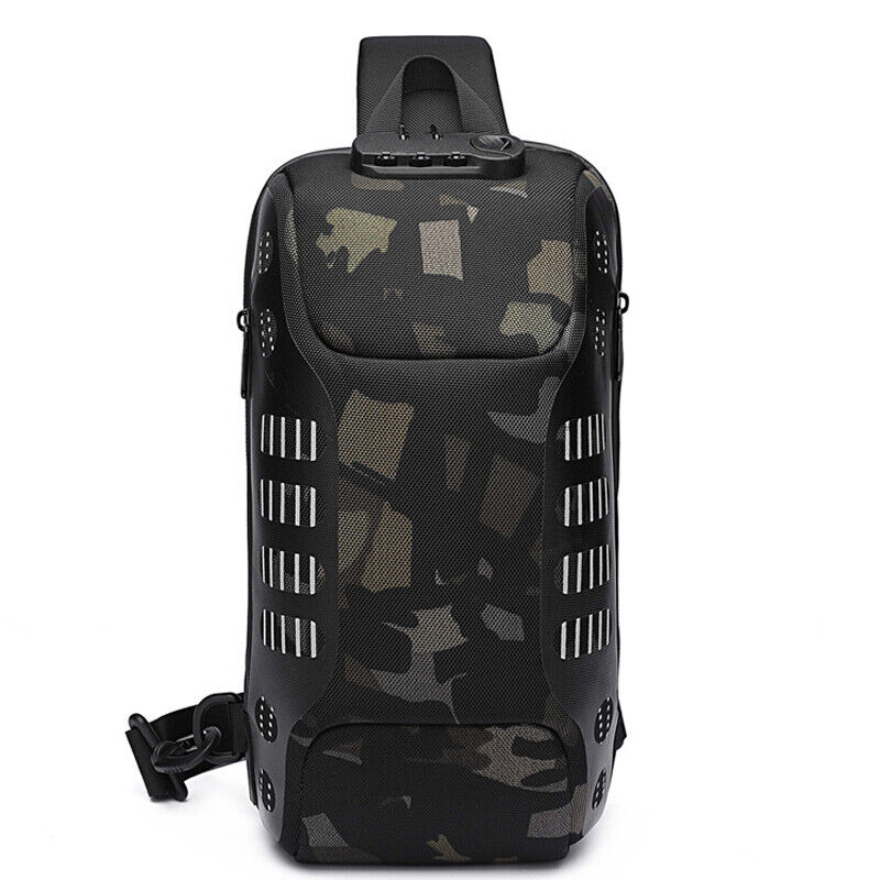 Men's Sling Backpack Oxford cloth Waterproof&Anti-theft Crossbody Sport Bags USB