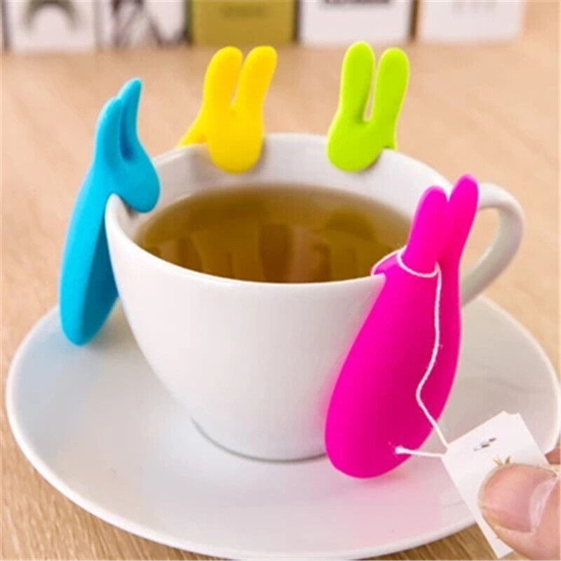 Creative Silicone Gel Rabbit Shaped Tea Bag Holder Tea Infuser Candy Colors Mug