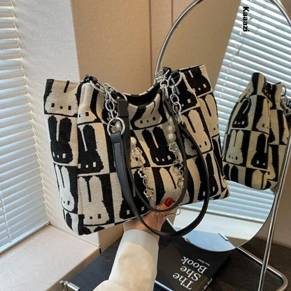 2023 Handbag Chain Shoulder Bag Canvas Women's Work Tote Bag