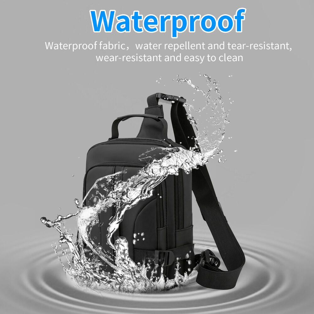 Men's Sling Crossbody Bag Anti-theft Chest Shoulder Messenger Backpack USB Port