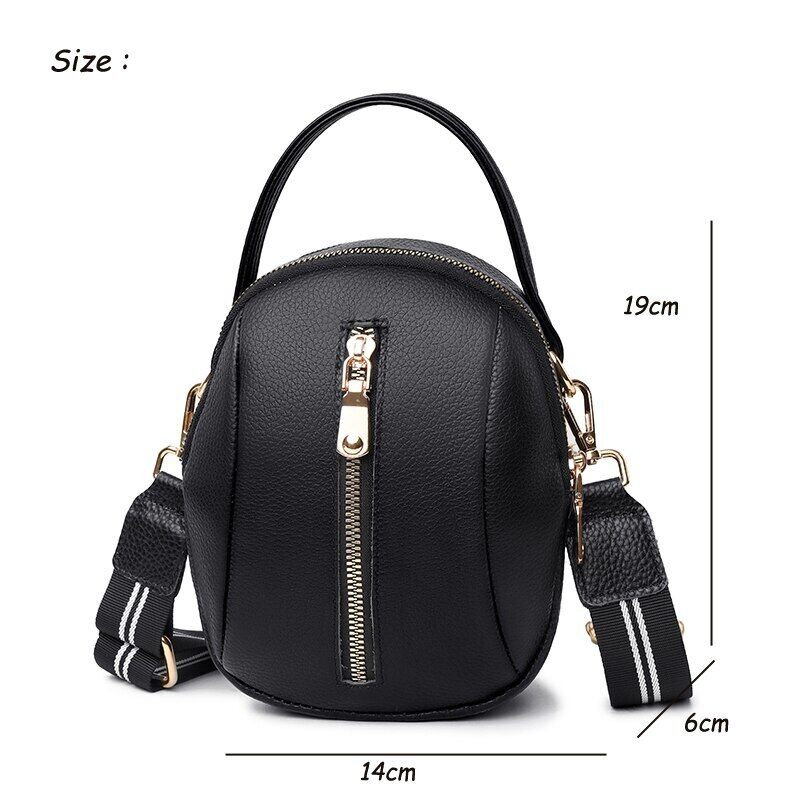 100% Genuine Leather Crossbody Bags Small Shoulder Messenger Bag Woman Black