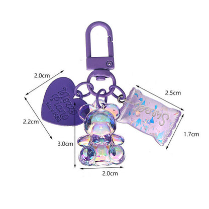 Cartoon Bling Heart Bear Animal Candy Keychain Keyring Creative Cute Bag Pendant