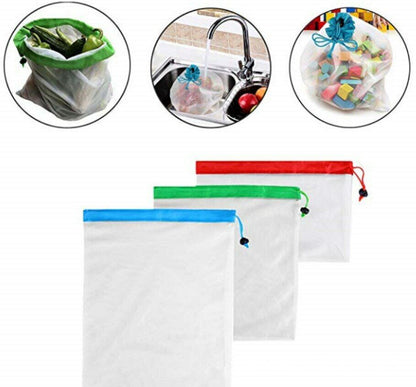 12pcs Reusable Storage Bag Washable Bags Fruit Vegetable Toys Sundries Organizer