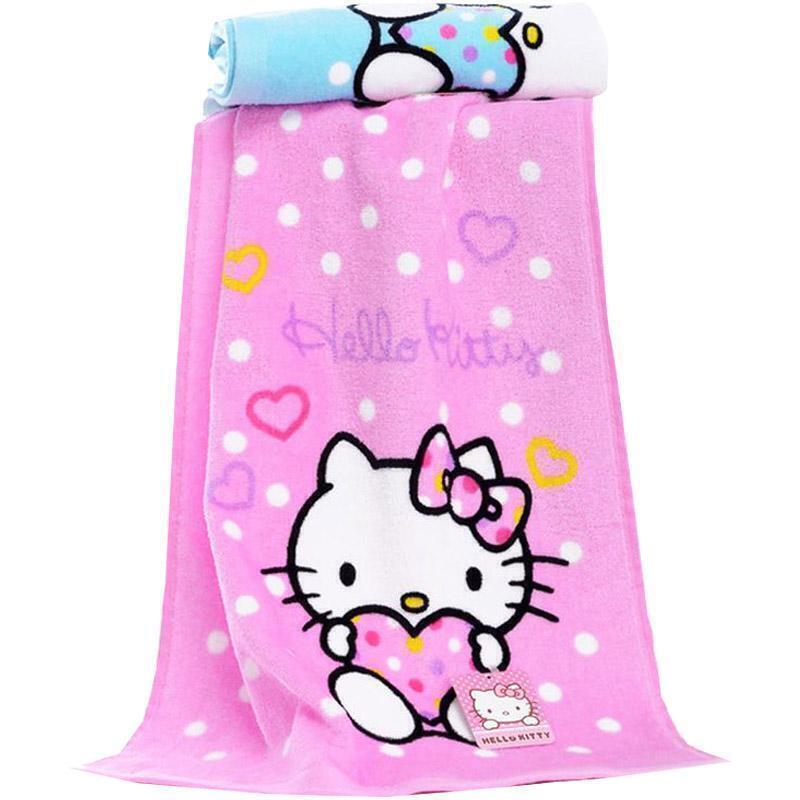 2 Piece Hello Kitty Cartoon Hand Towel Bath Towel Face Wash Cotton