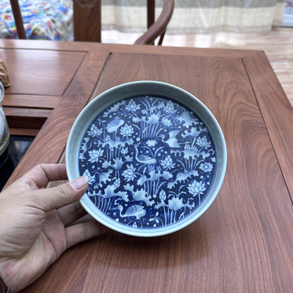 Jingdezhen Handmade Wood Kiln Blue Hat Bowl Tea Bowl Jar Carrying Kung Fu Teacup -