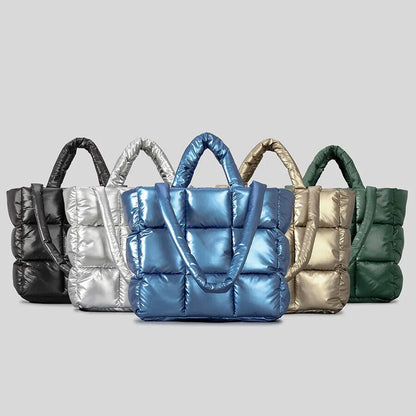 Padded Tote Bag Women Handbags Nylon Down Shoulder Bags Warm Winter Purse